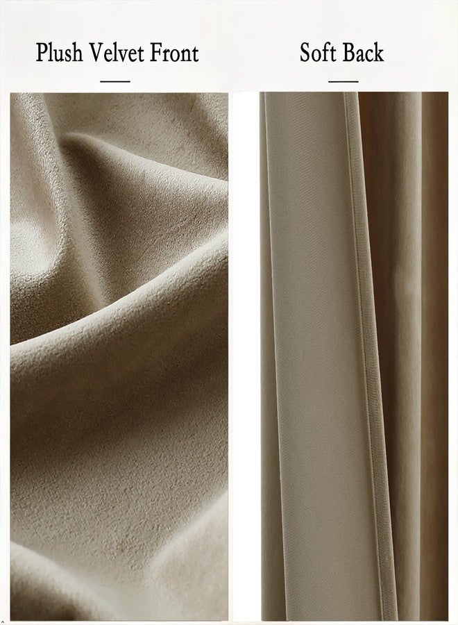 Timeper Taupe Velvet Curtains 84 inches 2 Panels, Light Blocking Curtains for Bedroom Living Room Thermal Insulated Luxury Super Soft Window Drapes,Back Tab & Rod Pocket,W52 x L84 inches - Image 4